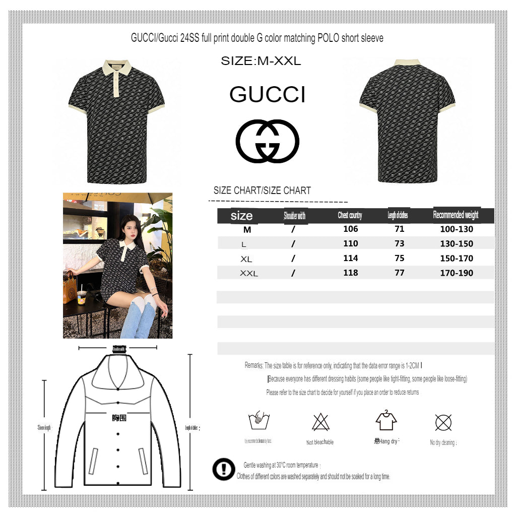GUCCI GG PATTERN POLO SHIRT BLACK - logo - replica sneakers
