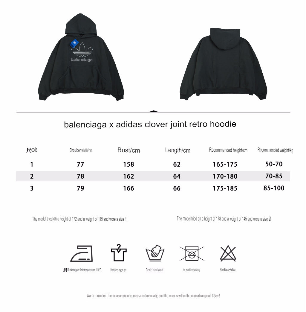 BALENCIAGA x ADIDAS HOODIE BLACK - logo - replica sneakers