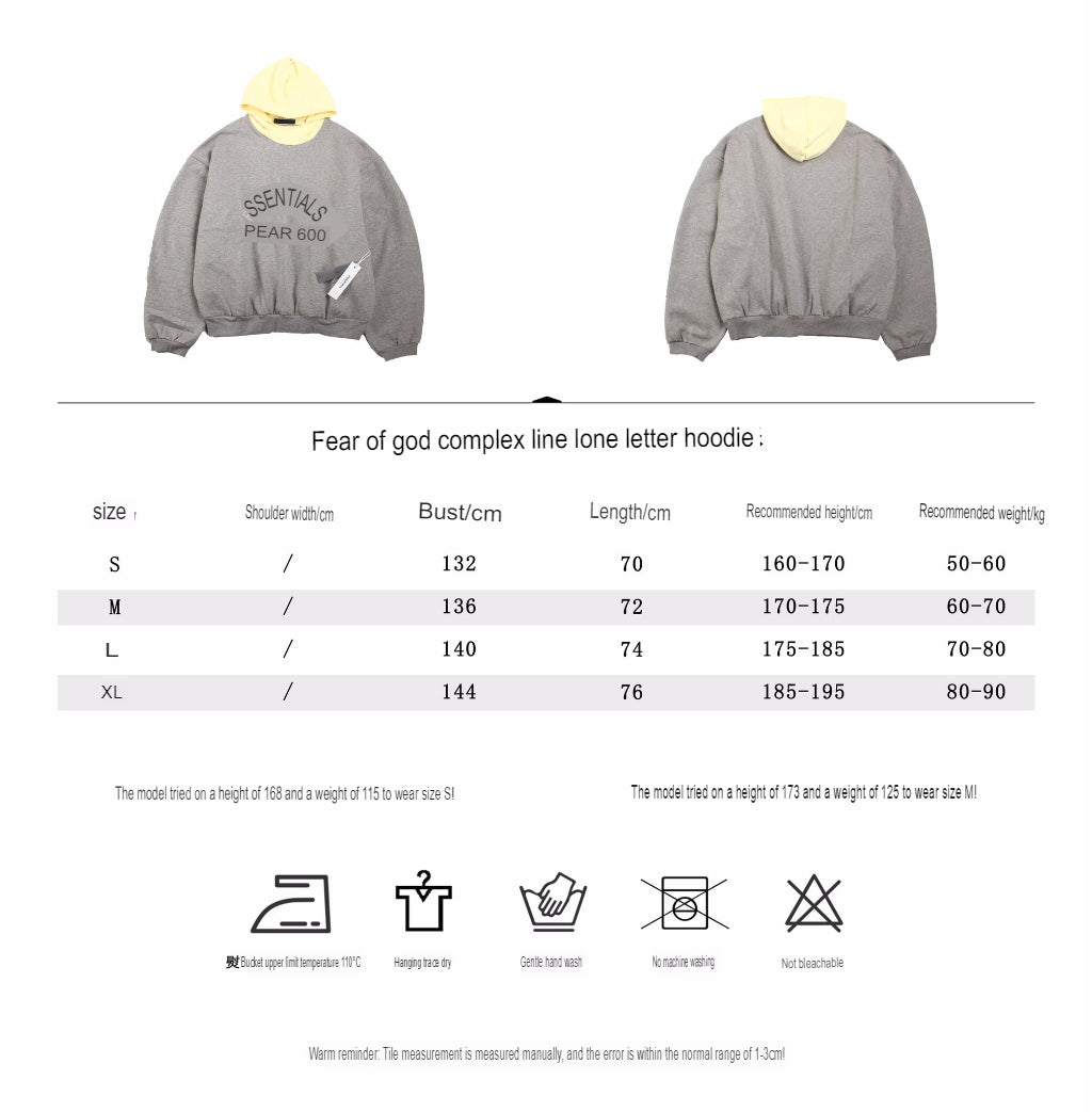 Fear of God Essentials Hoodie - Grey with Yellow Hood - logo - replica sneakers