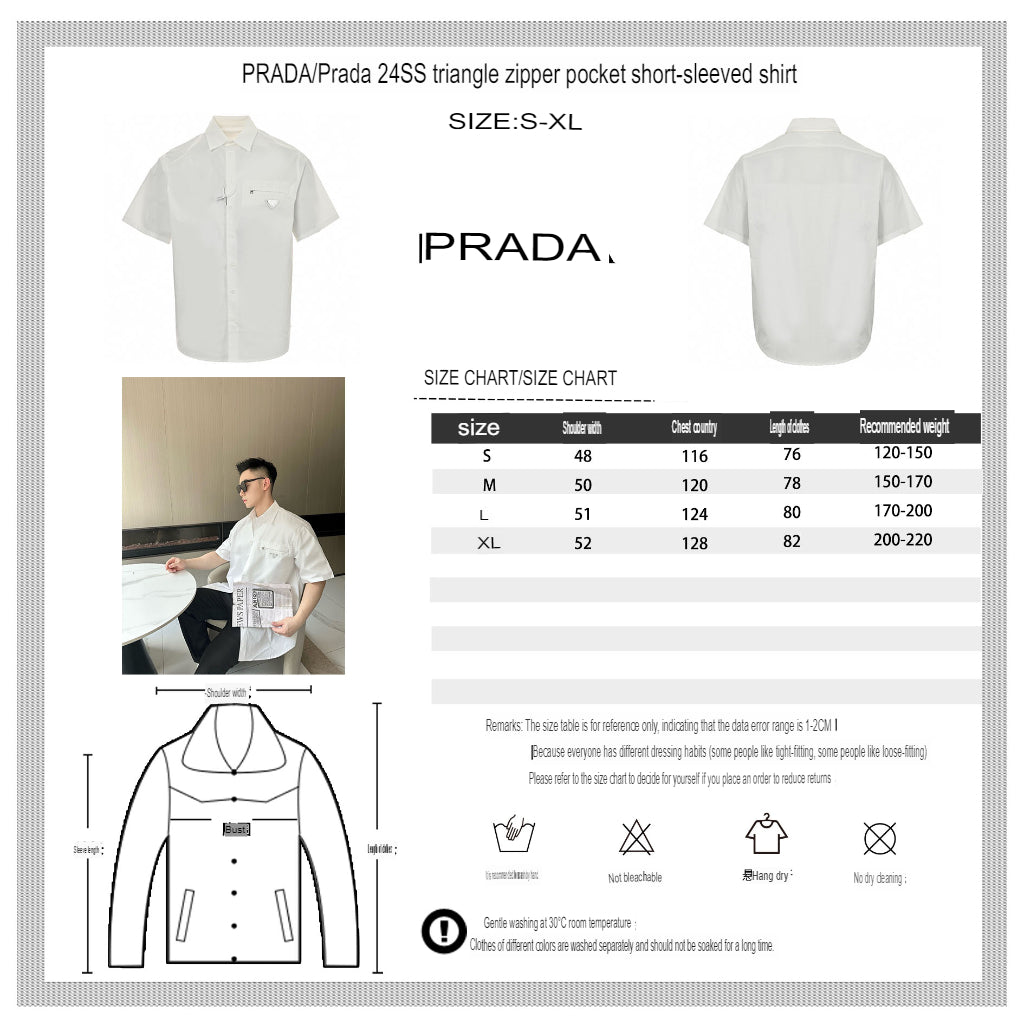 Prada Short-Sleeve Button-Up Shirt (White) - logo - replica sneakers