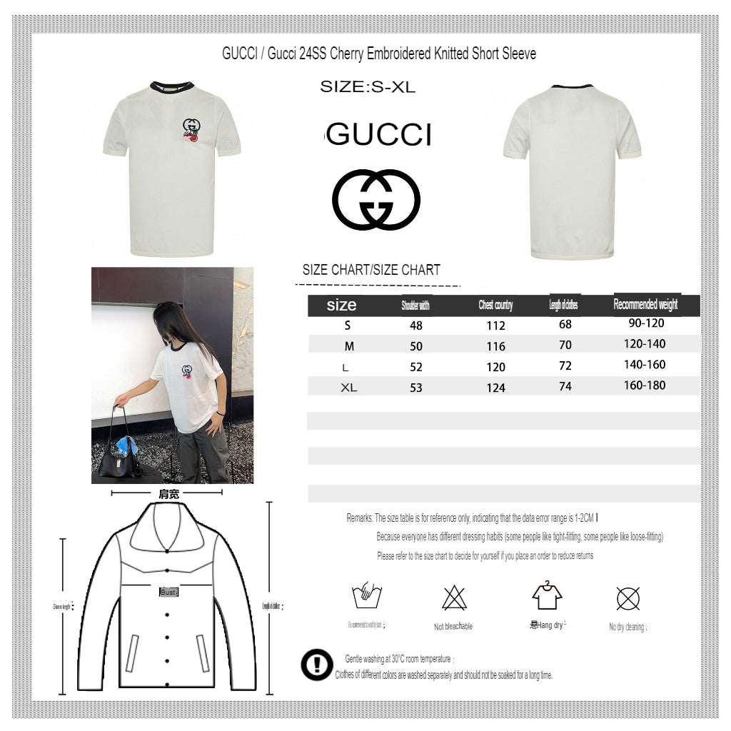 Gucci Cherry Embroidered T-Shirt - logo - replica sneakers