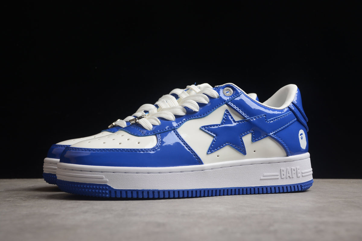 BAPE STA Low-Top Blue and White Patent Leather Sneakers - insole - replica sneakers