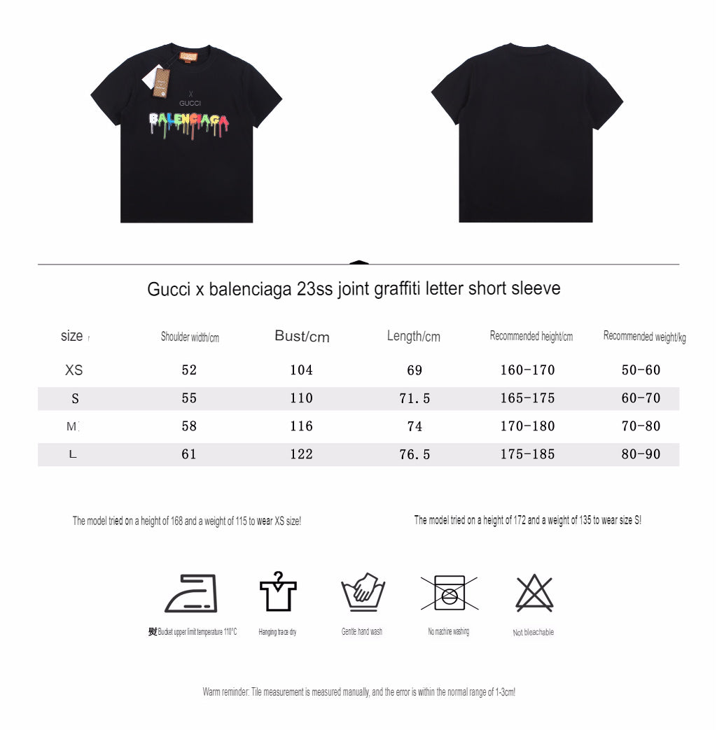 GUCCI x BALENCIAGA DRIP LOGO T-SHIRT BLACK - logo - replica sneakers