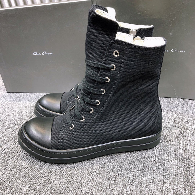 High-Top Canvas Sneakers - Black Unisex Streetwear Limited Edition - **High-Top Black Canvas Sneakers** Elevate your casual footwear collection with these high-top black canvas sneakers.
