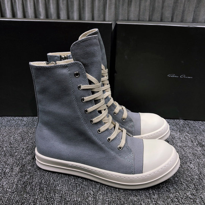 High-Top Canvas Sneakers - Grey Unisex Streetwear Limited Edition - **High-Top Grey Canvas Sneakers** Step into style and comfort with these high-top grey canvas sneakers.