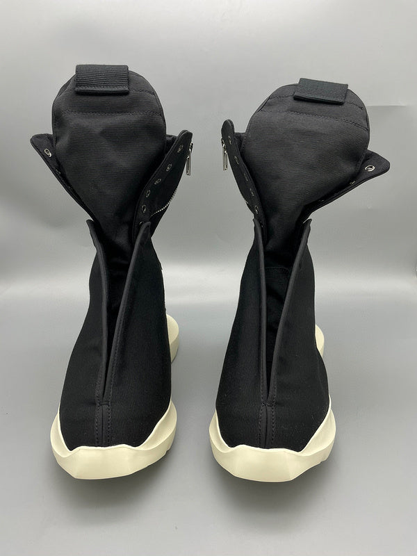 Rick Owens Black High-Top Canvas Boots - logo - replica sneakers