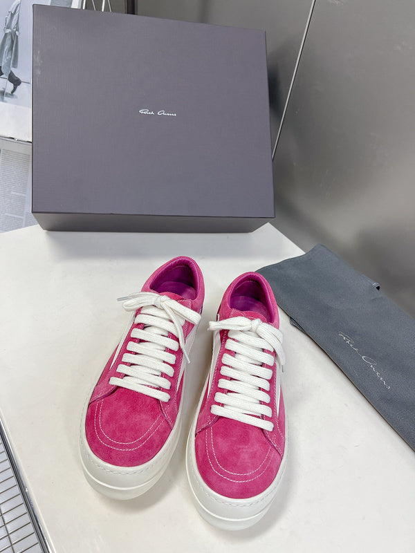 Rick Owens Low-Top Sneakers - Pink Suede - logo - replica sneakers