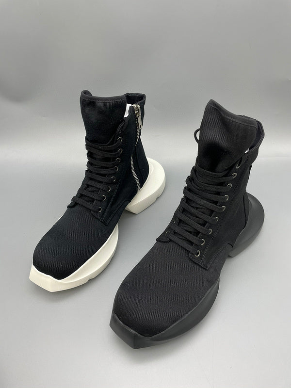 Rick Owens Black High-Top Platform Boots - logo - replica sneakers
