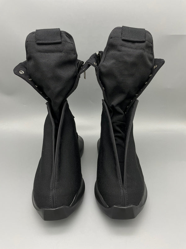 Rick Owens Black High-Top Canvas Boots - logo - replica sneakers