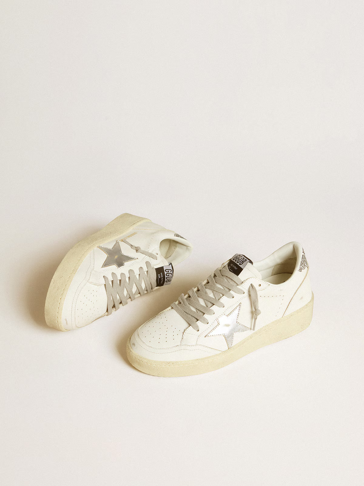 Golden Goose Ball Star 2 Sneaker c - Silver Glitter - White Unisex Streetwear Limited Edition