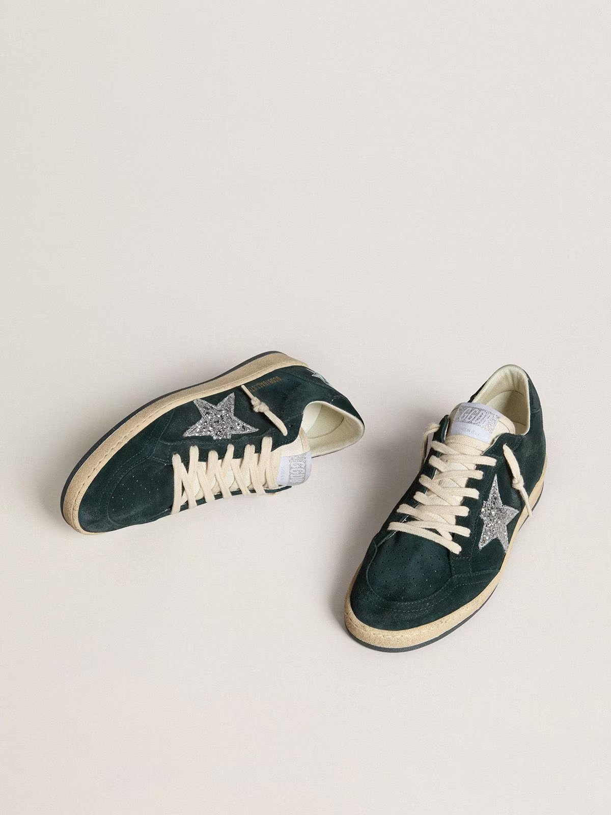 Golden Goose Ball Star c Glitter Star On Suede Sneakers - Green Unisex Streetwear Limited Edition