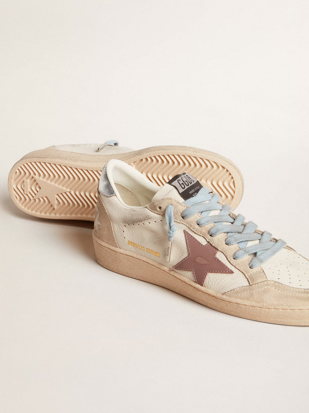 Golden Goose Ltd Edition Sneaker c Cream With Star - Pink Unisex Streetwear Limited Edition
