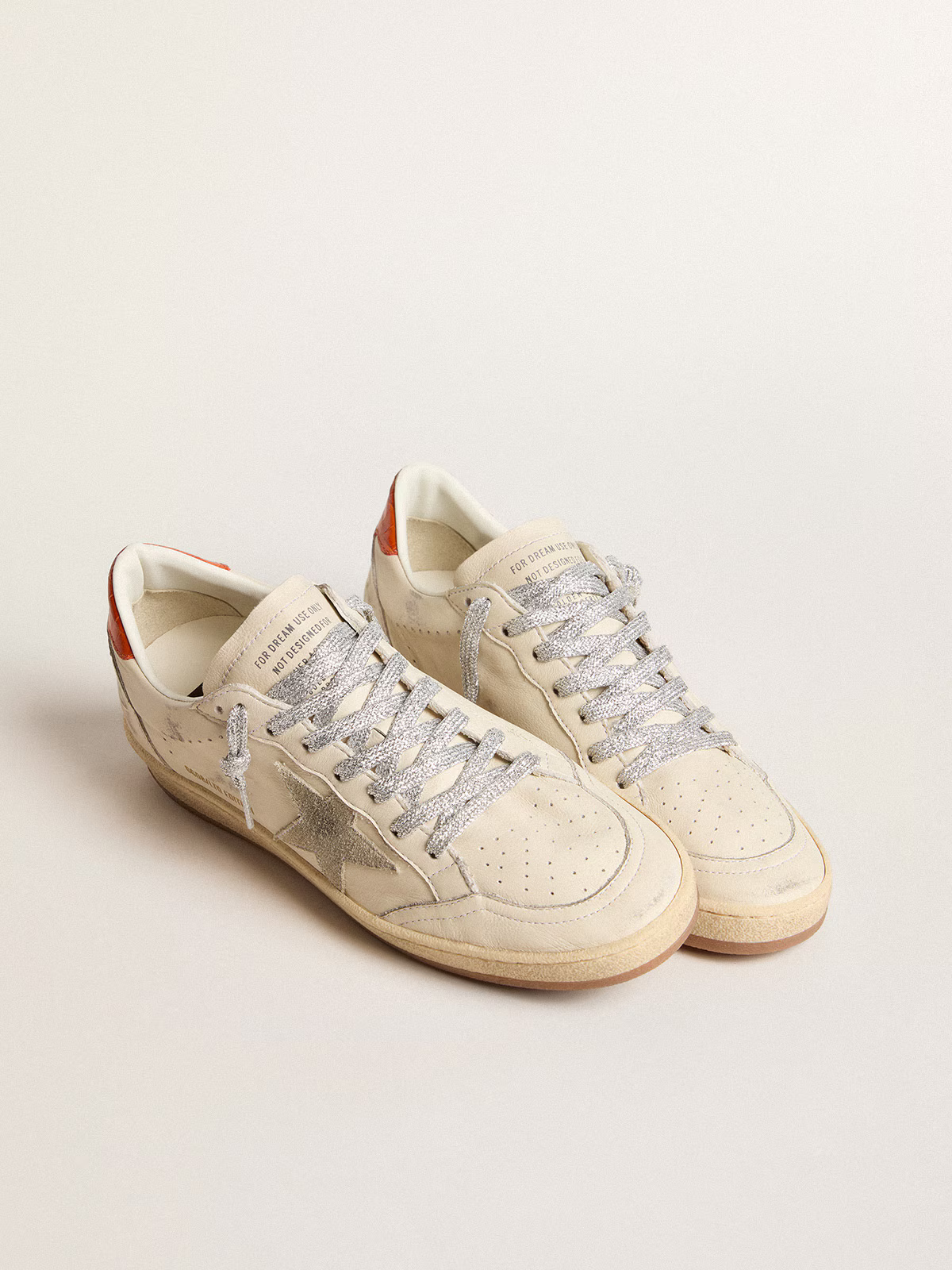 Golden Goose Ltd Edition Sneaker c - Silver With Orange Croc Heel - White Unisex Streetwear Limited Edition