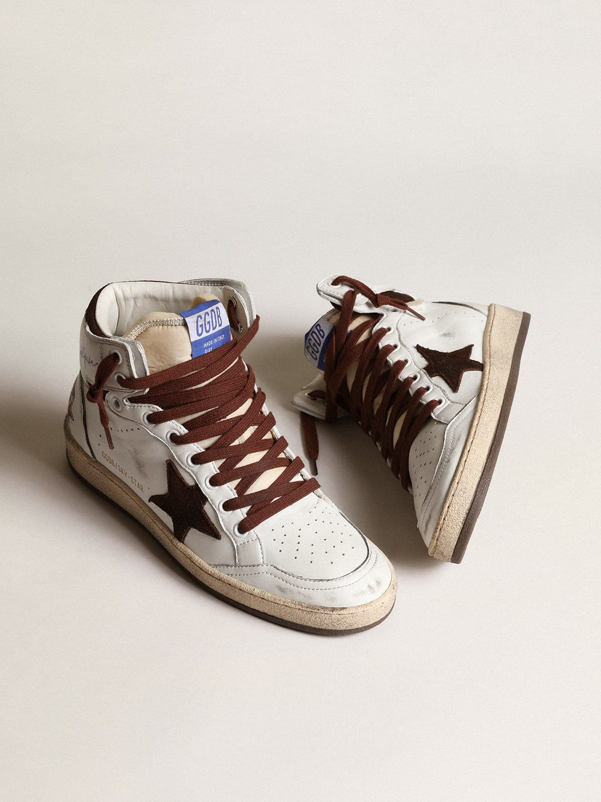 Golden Goose Sky-star High-top Sneaker Sneakers - Brown Unisex Streetwear Limited Edition