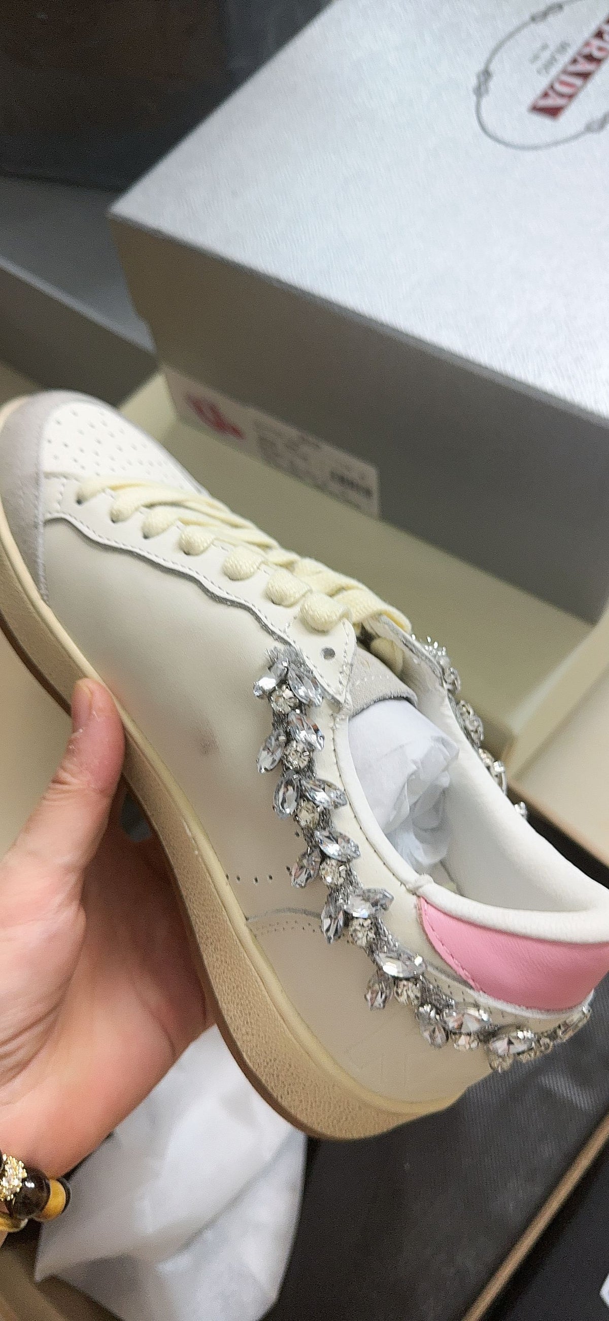 Golden Goose Stardan Sneaker With Star And Crystal Chain - Pink Unisex Streetwear Limited Edition