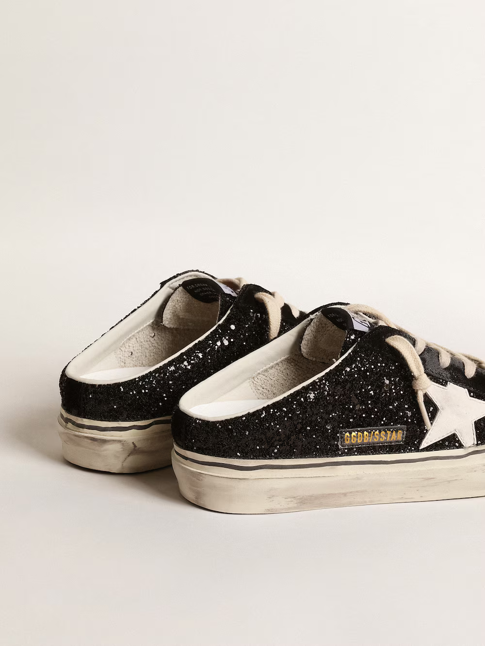 Golden Goose Super-star Slide Mule In Glitter Sneakers - Black Unisex Streetwear Limited Edition