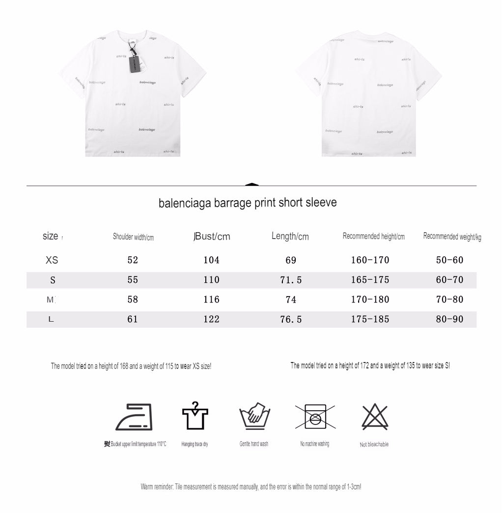 Balenciaga Allover Logo Print T-Shirt - White - logo - replica sneakers