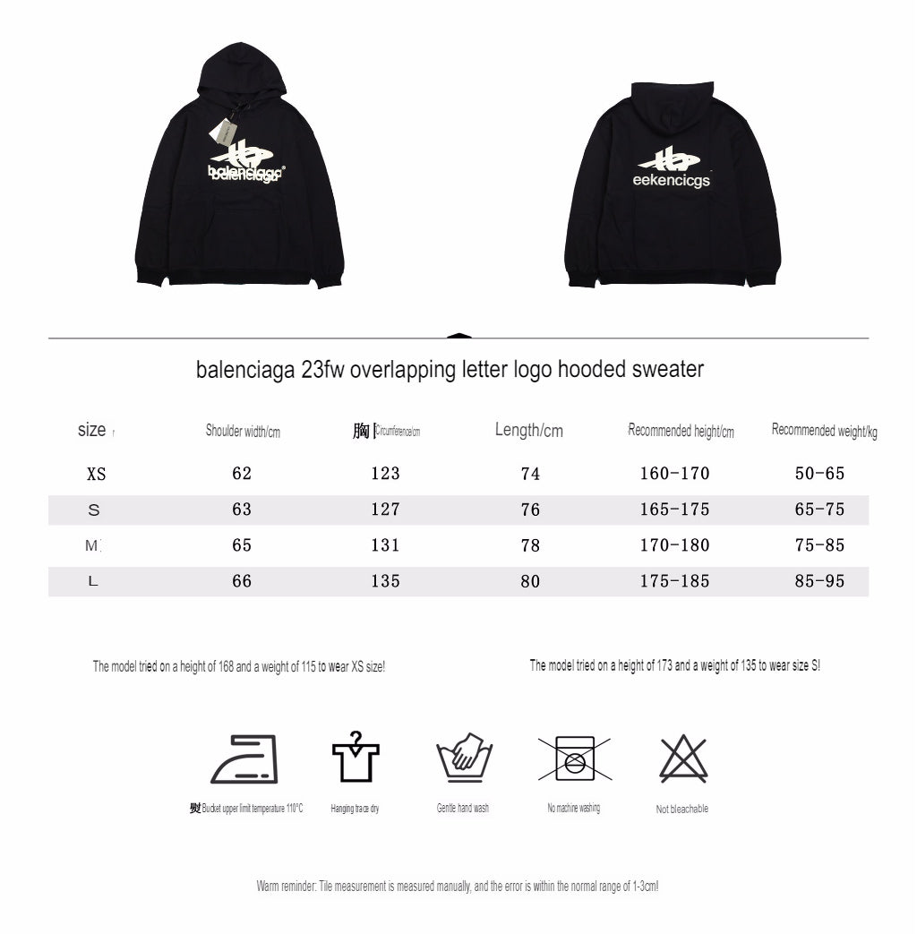 BALENCIAGA GRAPHIC LOGO HOODIE BLACK - logo - replica sneakers