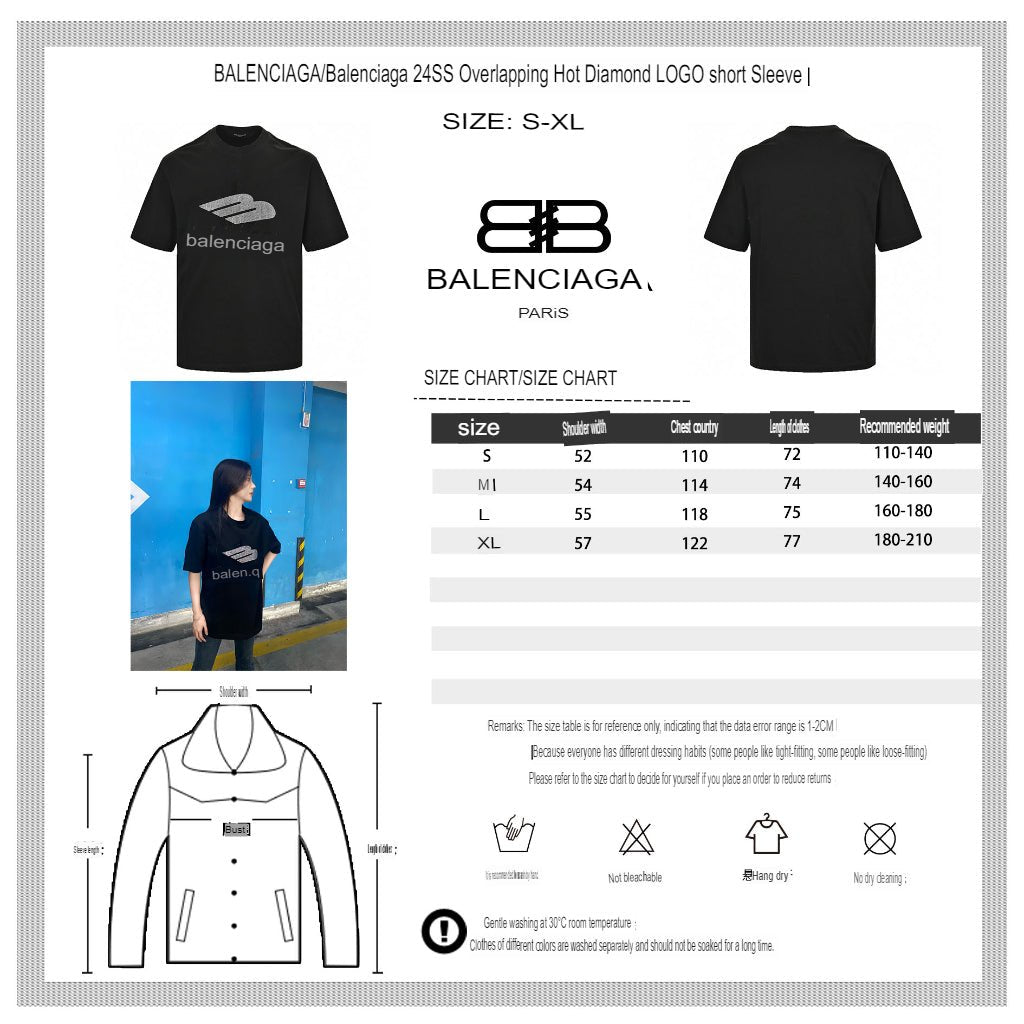 Balenciaga Crystal Logo T-Shirt in Black - logo - replica sneakers