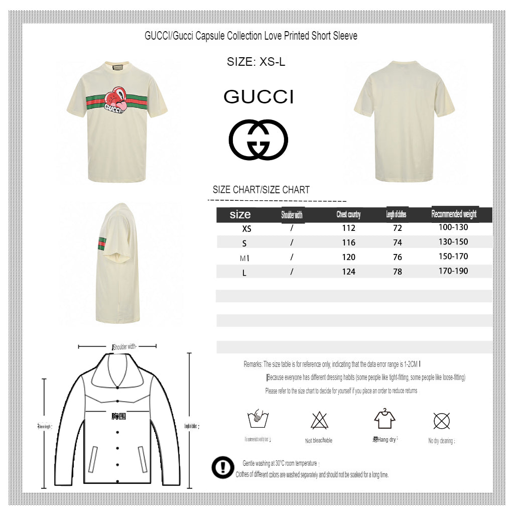 Gucci Cream T-Shirt with Heart Graphic - logo - replica sneakers