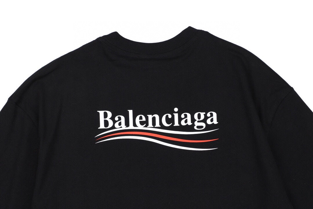 Balenciaga Wave Logo T-Shirt (Black) - logo - replica sneakers