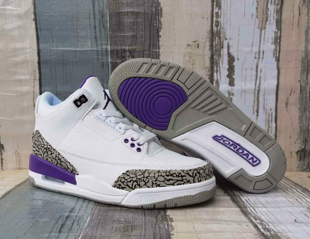 JORDAN 3 Retro - Dark Iris Sneakers - Black Unisex Streetwear Limited Edition