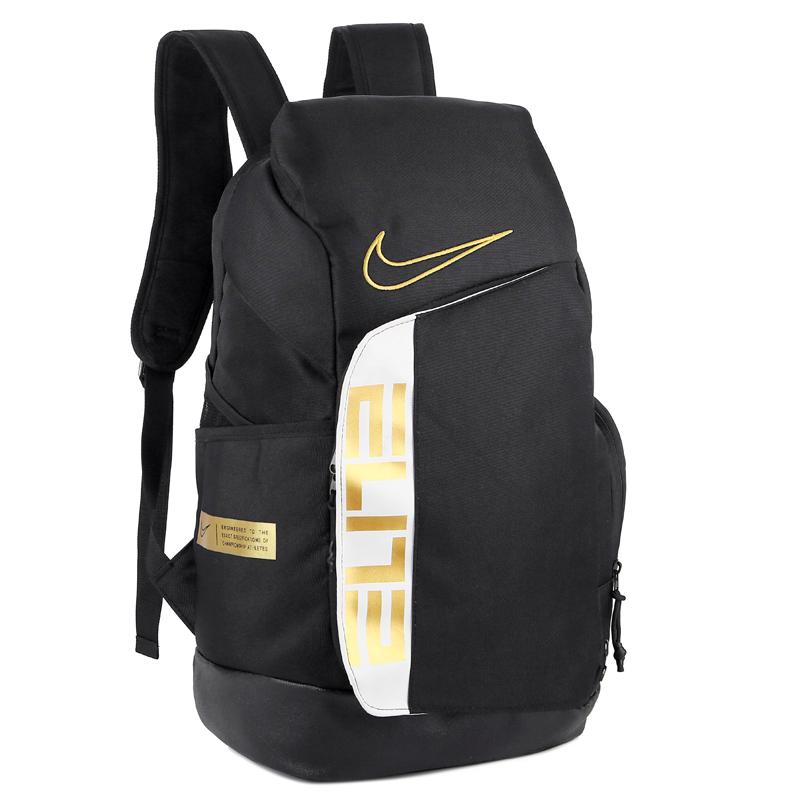 NIKE ELITE PRO BASKETBALL BACKPACK BLACK AND GOLD - front view - replica sneakers