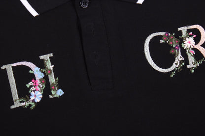 Dior Polo Shirt with Floral Logo Design - back view - replica sneakers
