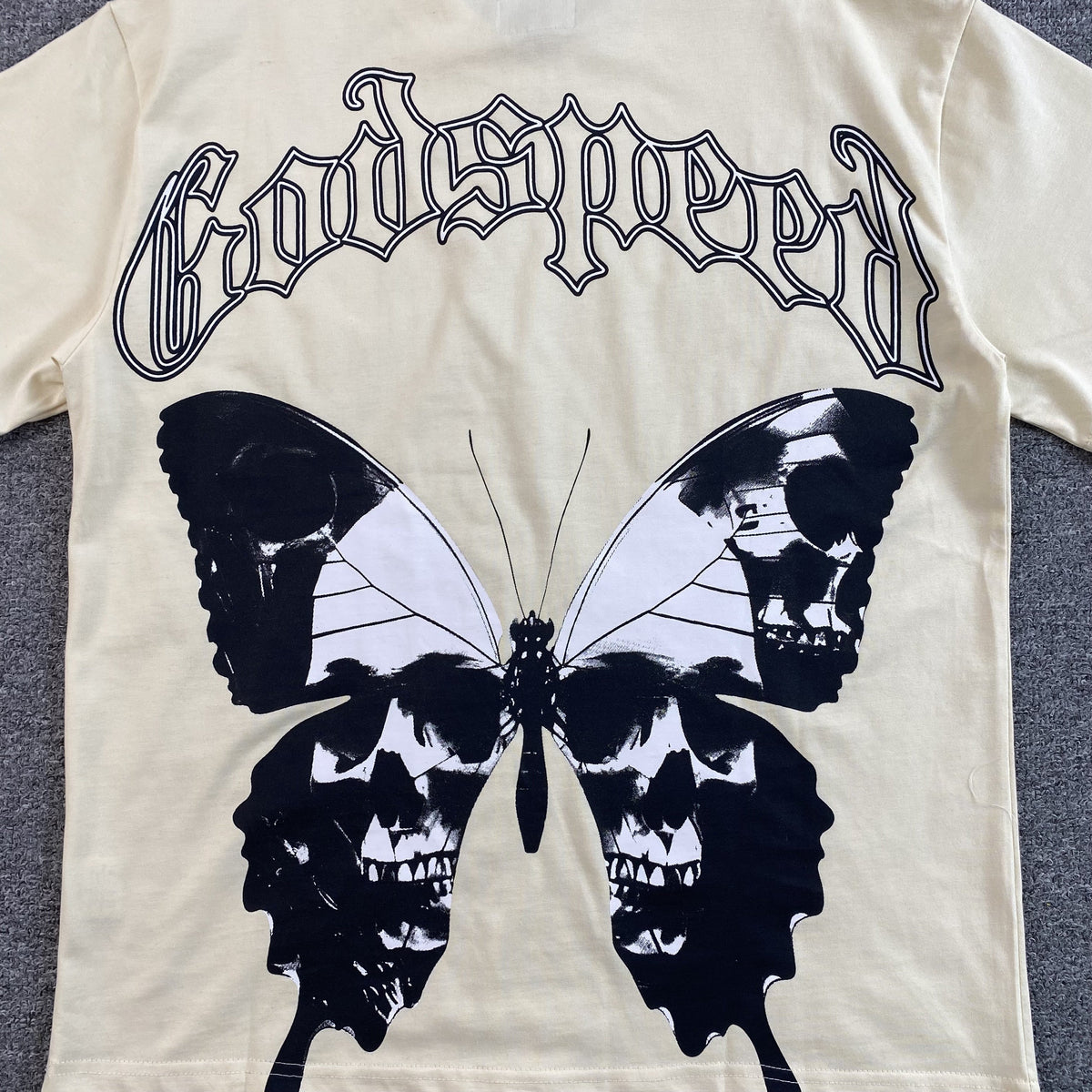 GODSPEED BUTTERFLY EFFECT T-SHIRT BONE - close up - replica sneakers