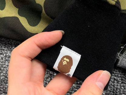 BAPE GREEN CAMO FULL ZIP HOODIE BLACK - logo - replica sneakers