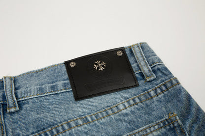 CHROME HEARTS X LEVI'S CROSS PATCH JEANS - close up - replica sneakers