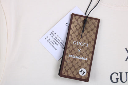 GUCCI x BALENCIAGA DRIP LOGO T-SHIRT CREAM - box - replica sneakers