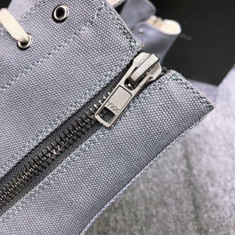 High-Top Canvas Sneakers - Grey Unisex Streetwear Limited Edition - **High-Top Grey Canvas Sneakers** Step into style and comfort with these high-top grey canvas sneakers.