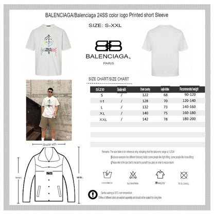 Balenciaga Multicolor Graphic Logo T-Shirt - logo - replica sneakers
