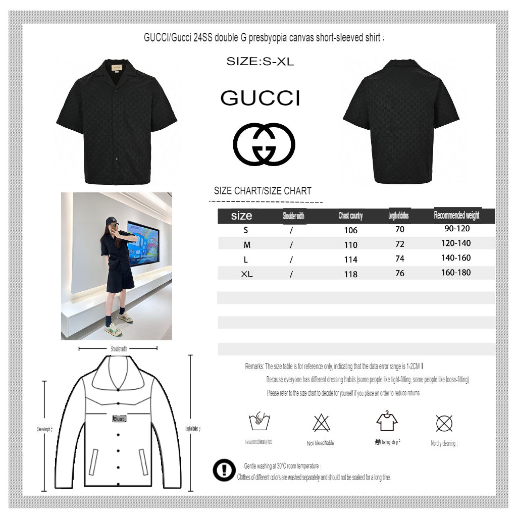 Gucci GG Monogram Black Short Sleeve Shirt - logo - replica sneakers