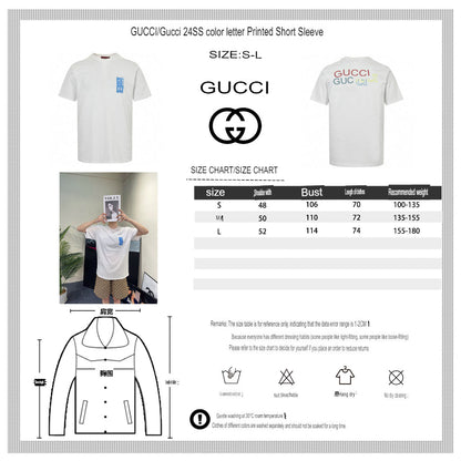 Gucci White T-Shirt with Blue Vertical Logo Patch - logo - replica sneakers