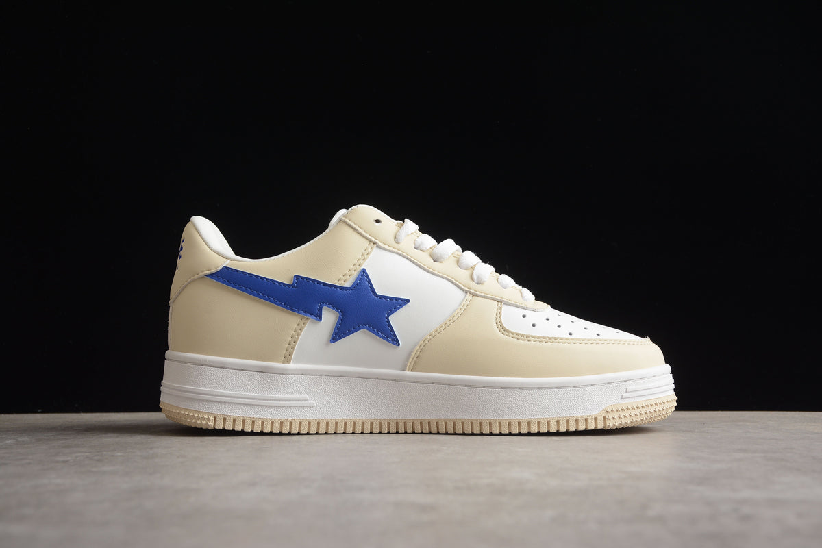BAPE STA Low-Top Sneakers in Cream and Blue - outsole - replica sneakers