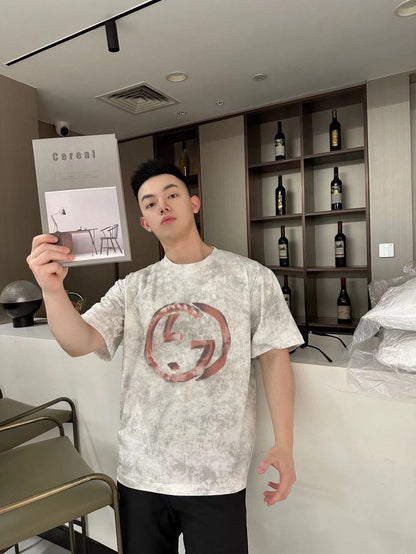 Gucci Distressed Logo T-Shirt - close up - replica sneakers