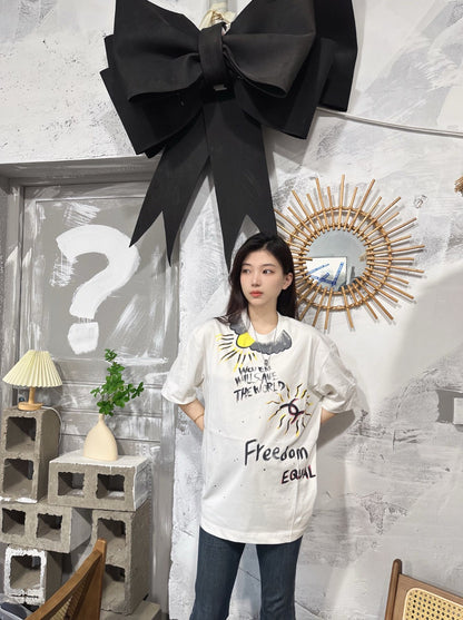 Chanel 'Women Will Save The World' T-Shirt in White - detail - replica sneakers