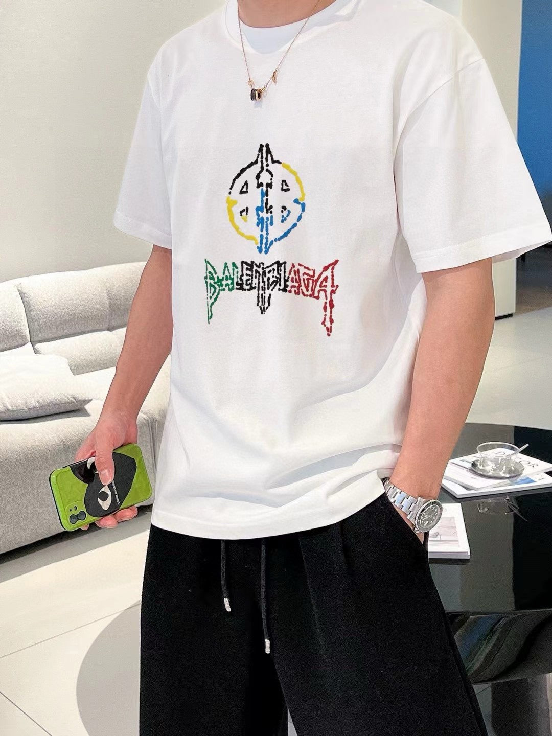 Balenciaga Multicolor Graphic Logo T-Shirt - logo - replica sneakers