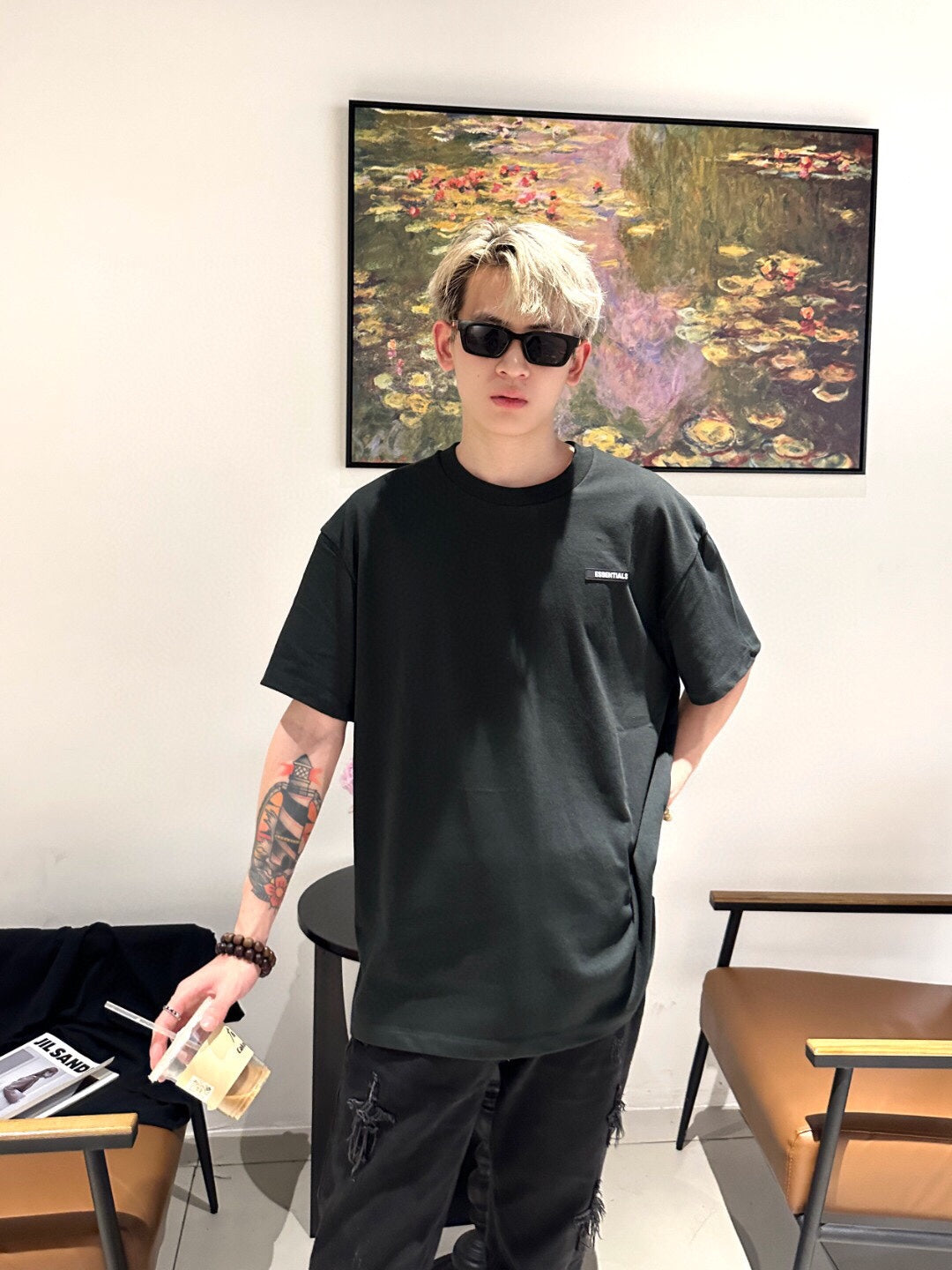 Fear of God Essentials Logo T-Shirt - Black - box - replica sneakers