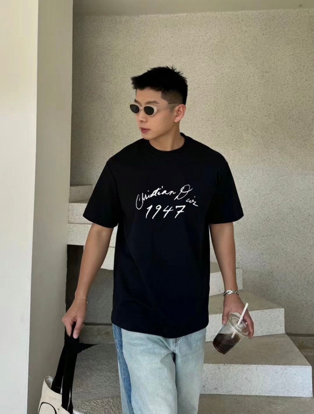 Dior 1947 Signature Black T-Shirt - logo - replica sneakers