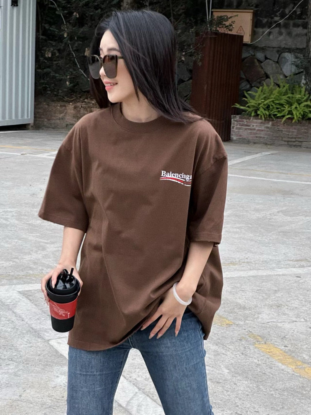Balenciaga Political Campaign T-Shirt (Brown) - logo - replica sneakers