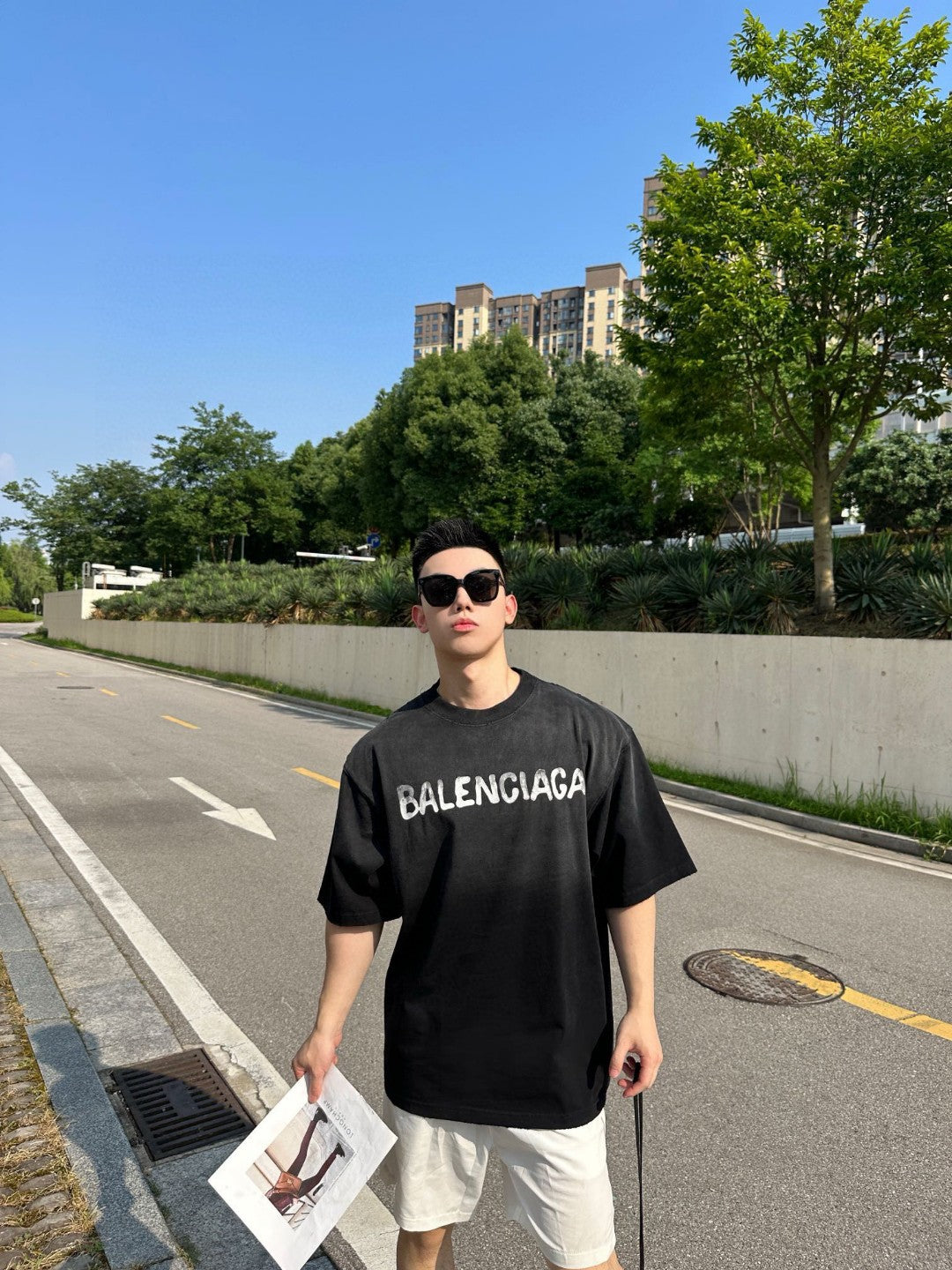 Balenciaga Spray-Paint Logo T-Shirt (Black) - logo - replica sneakers
