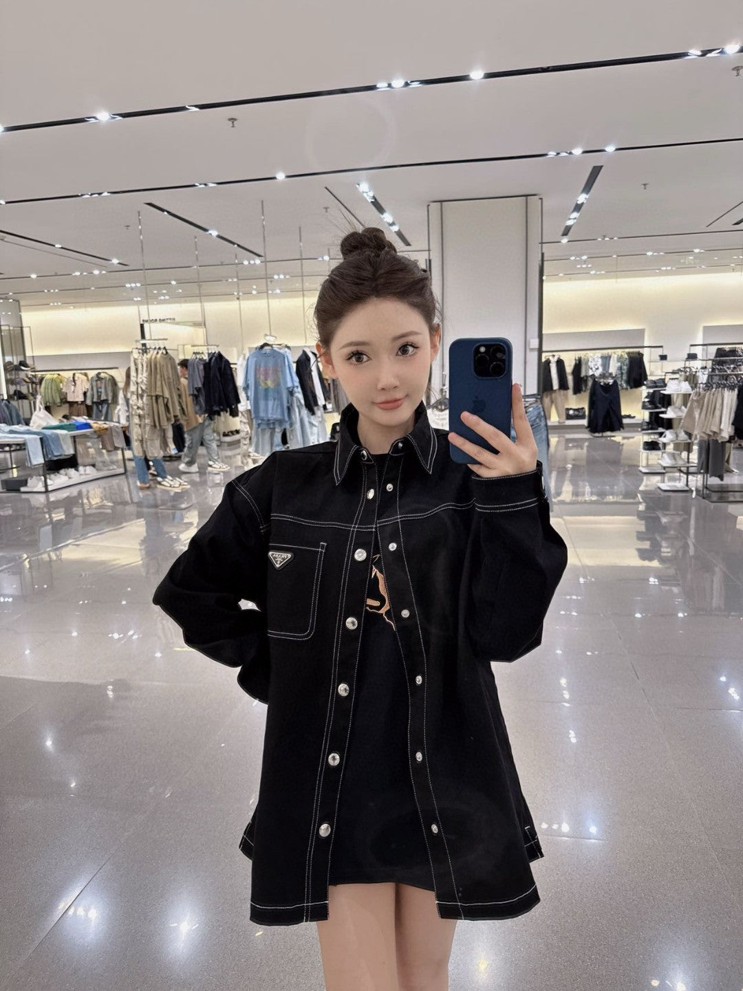 Prada Black Button-Up Shirt - logo - replica sneakers