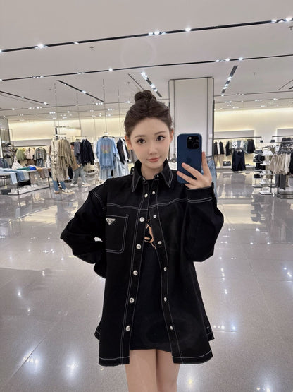 Prada Black Button-Up Shirt - logo - replica sneakers