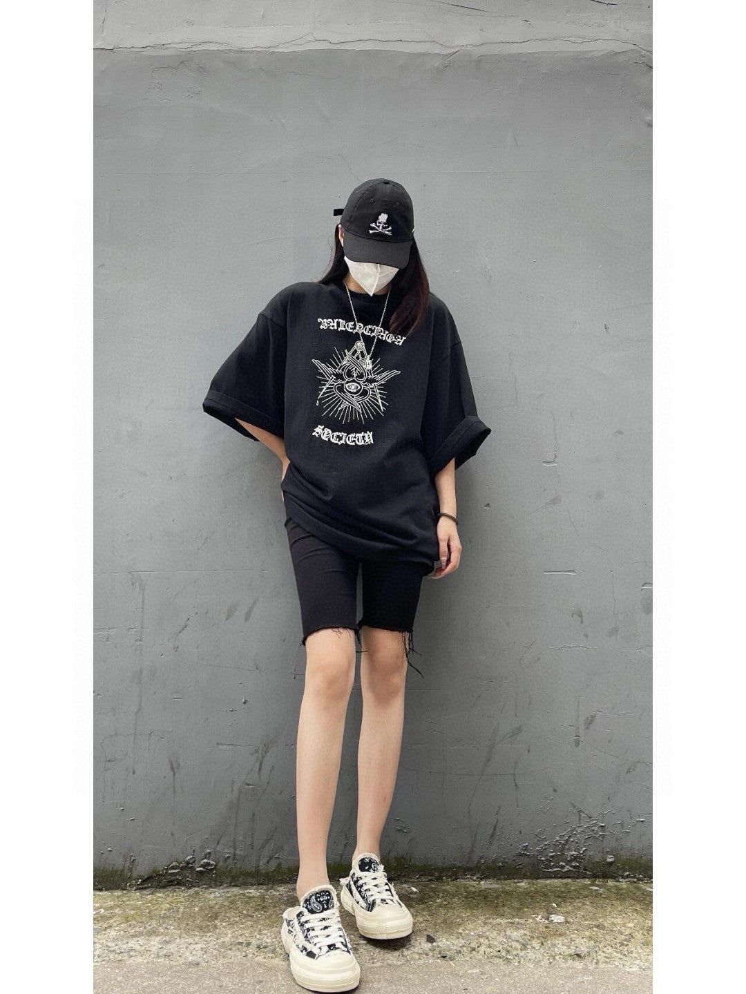 Balenciaga Society Black T-Shirt with White Graphic - logo - replica sneakers