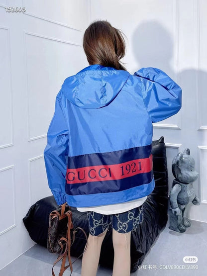Gucci Blue Hooded Jacket - logo - replica sneakers