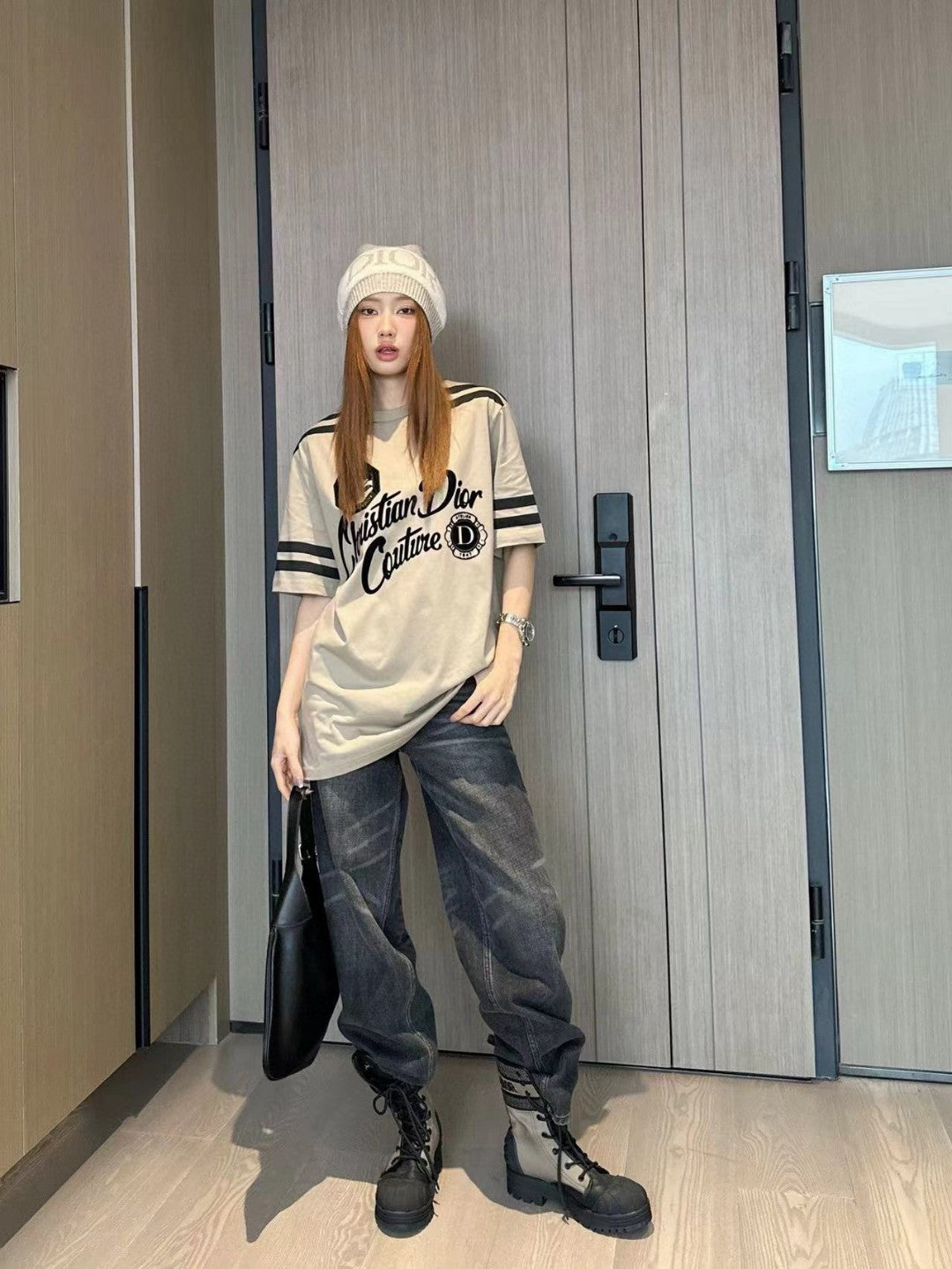 Dior Christian Dior Couture Beige T-Shirt - close up - replica sneakers