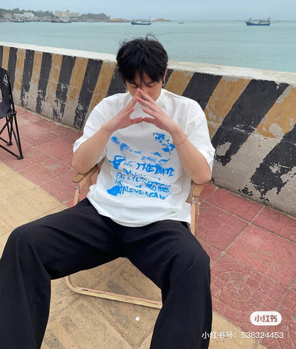 Balenciaga Save the Date White T-Shirt - logo - replica sneakers